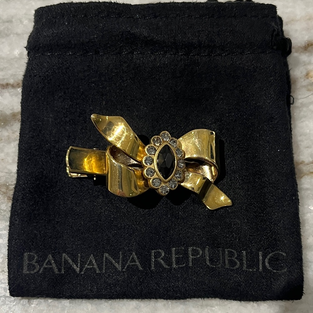 Banana Republic Gold and Black Bow Hair Clip - Great for the Holidays!